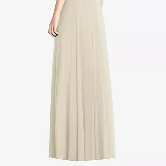 Dessy Collection Twist Halter Chiffon Maxi Dress...TH033...Champagne...Size 10 - Picture 4 of 6